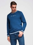 Unbuttoned men's sweatshirt with stand-up collar and hood - black V1 OM-SSZP-0216