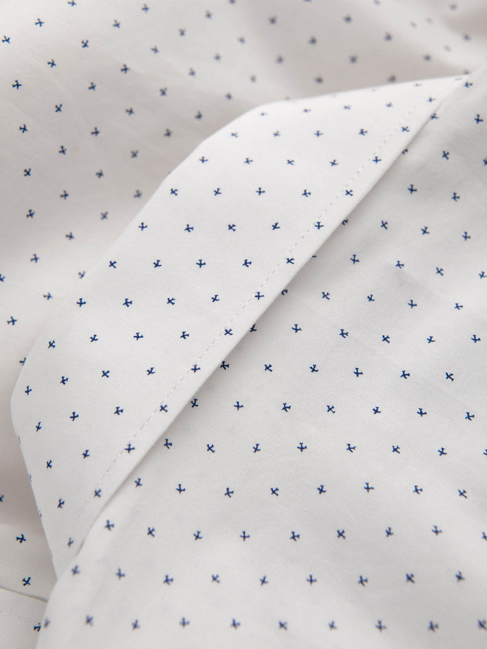 Pánska klasická bavlnená košeľa SLIM FIT s mikro vzorom - biela V1 OM-SHCS-0156
