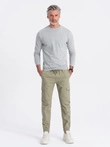 Men's JOGGERS pants with zippered cargo pockets - khaki V1 OM-PAJO-0123