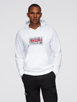 Men's classic printed kangaroo sweatshirt - white V1 OM-SSPS-0150