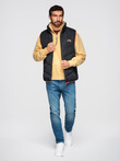 Men's quilted sleeveless jacket with neon accents - black V4 OM-JAVJ-0210