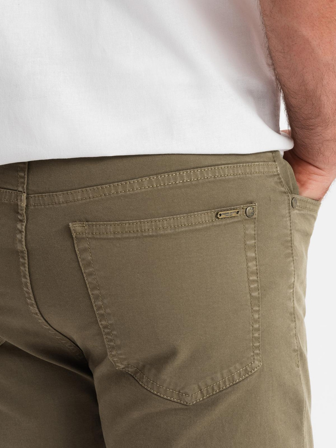Pantaloni chino croiți pentru bărbați - olive V3 OM-PACP-0151