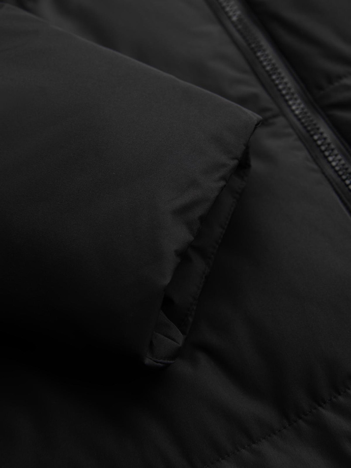 Men's classic long hooded jacket - black V1 OM-JALJ-0269