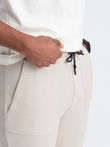 Pantaloni de trening bărbătești din tricot structurat - bej deschis V1 OM-PASK-0211