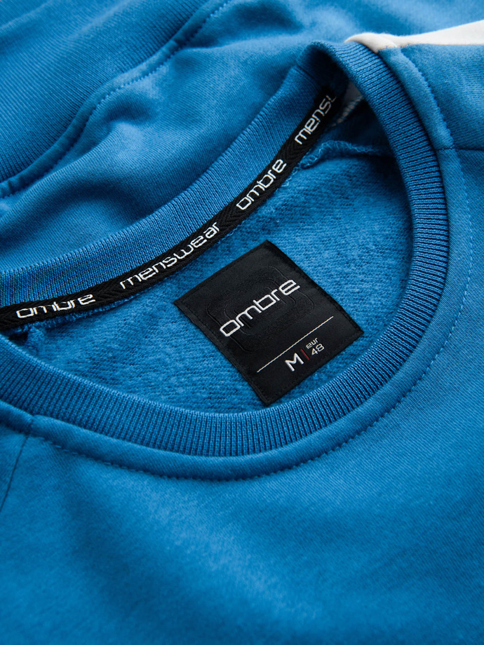 Hanorac tricolor pentru bărbați cu mâneci raglan - albastru V4 OM-SSNZ-22FW-003 