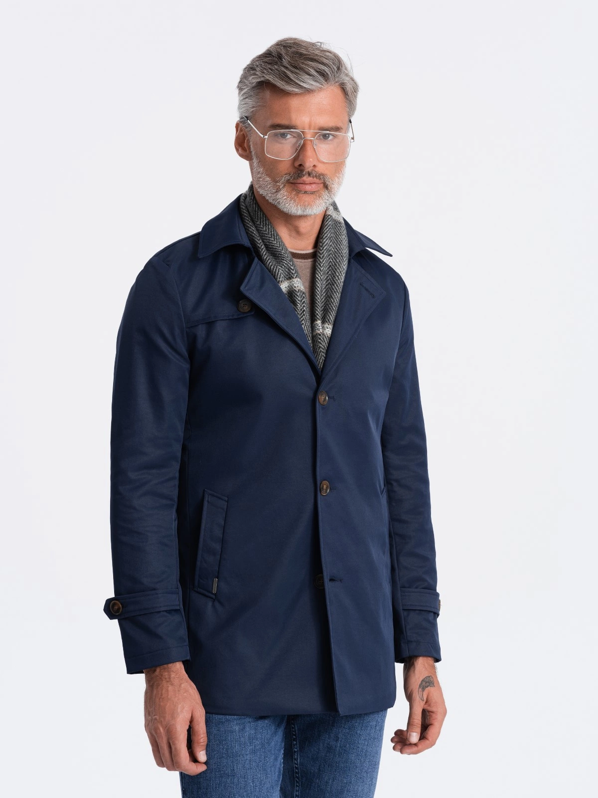 Navy short trench coat on sale