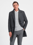 Men's double-breasted lined coat - graphite V2 OM-COWC-0107