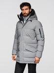 Outdoor long men's parka jacket - gray V2 OM-JALJ-0201