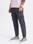 Pantaloni JOGGER pentru bărbați cu buzunare cargo cu fermoar - grafit V3 OM-PAJO-0125