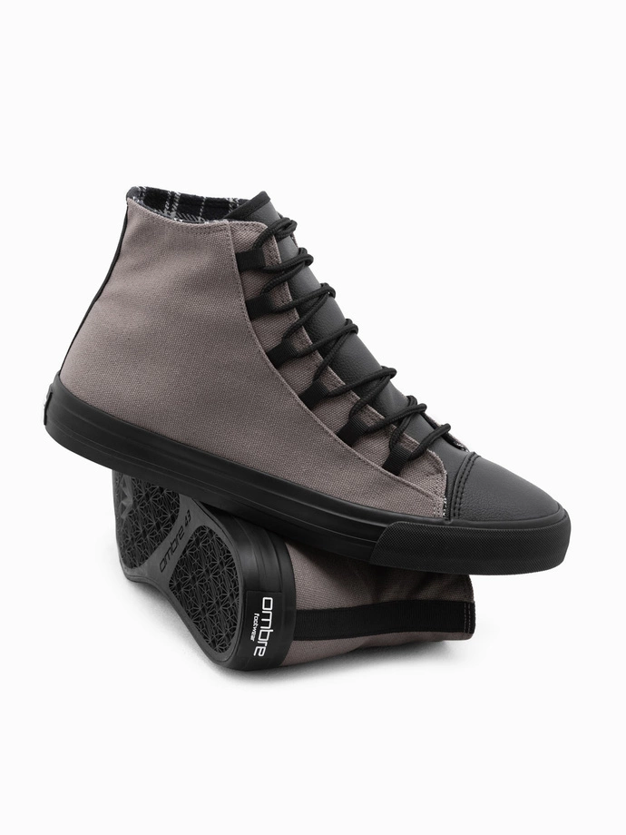 Pantofi bărbați pantofi de sport din materiale combinate - grafit V8 OM-FOTH-0143