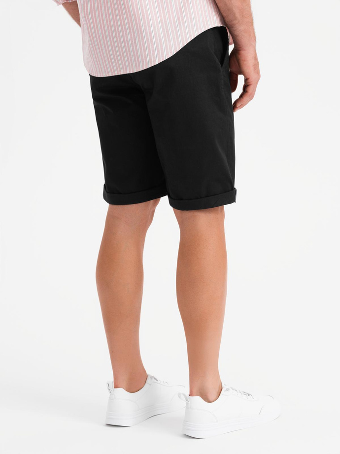 Classic men's chino shorts with rolled up leg - black V9 OM-SRCS-0197