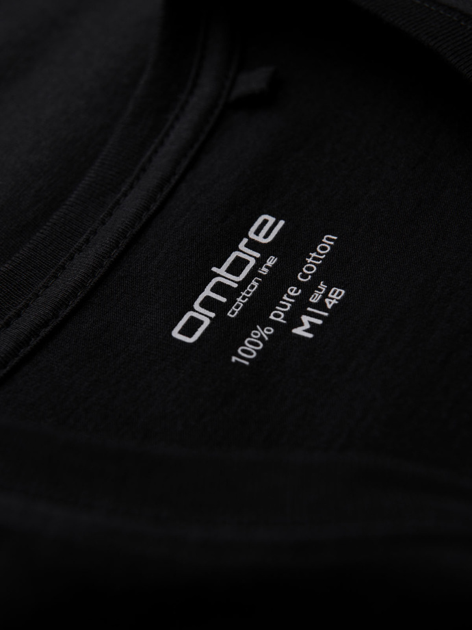 BASIC vyriški klasikiniai medvilniniai marškinėliai su V formos iškirpte - juodi V1 OM-TSBS-0237