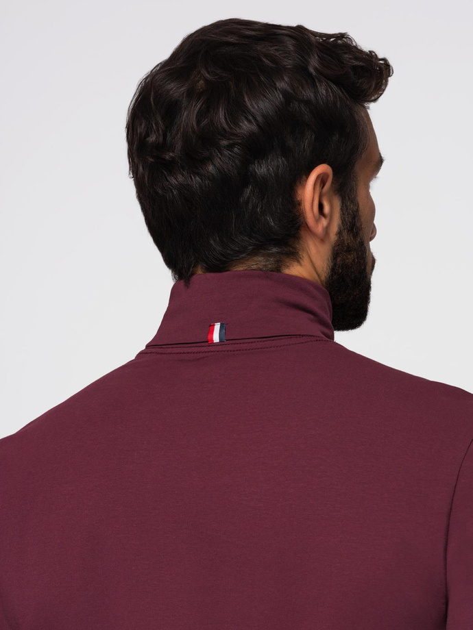 Men's plain turtleneck longsleeve - maroon V6 OM-LSCL-0130