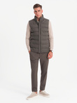 Men's quilted wool sleeveless jacket - olive melange V4 OM-JAVJ-0200 