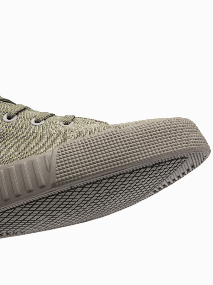 Adidași de top din pânză pentru bărbați - olive V2 OM-FOTH-0186