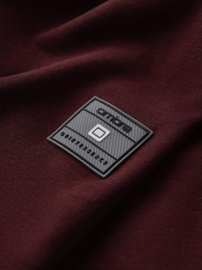 Unzipped cotton men's sweatshirt bomber - maroon V13 OM-SSZP-0215