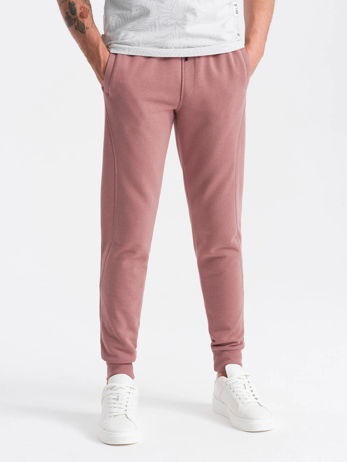 Men's BASIC cotton jogger sweatpants - dark pink V4 OM-PABS-0174