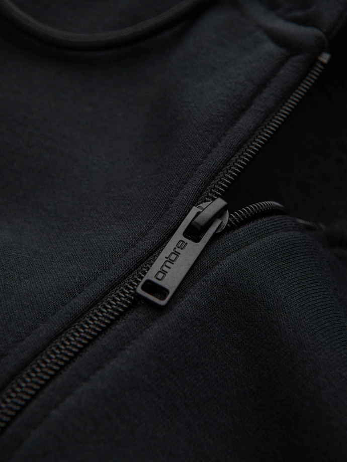 Pánská bavlněná mikina BASIC s rozepínáním - černá V9 OM-SSBZ-0160