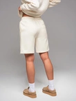 Unisex teplákové šortky s rebrovaným pásom - krémové V2 OU-SRBC-0101