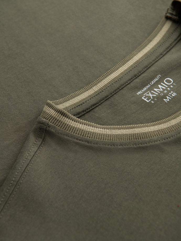 Polo bărbătesc structurat cu mânecă lungă și patch-uri - maro V4 OM-POLS-0131