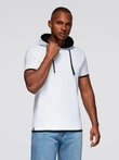 Men's hooded cotton t-shirt - white V1 OM-TSCT-0256