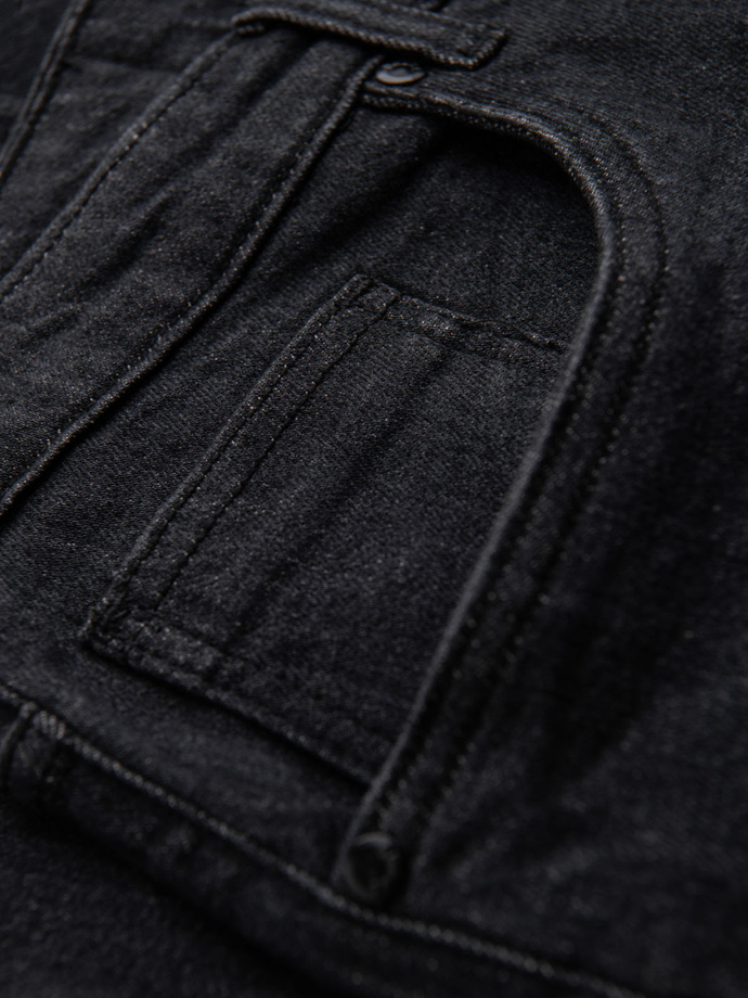 Pantaloni din denim pentru bărbați cu frecare REGULAR FIT - negru V2 OM-PADP-0241