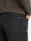 Men's TAPER FIT denim pants with stitching and rolled up legs - black V3 OM-PADP-0161