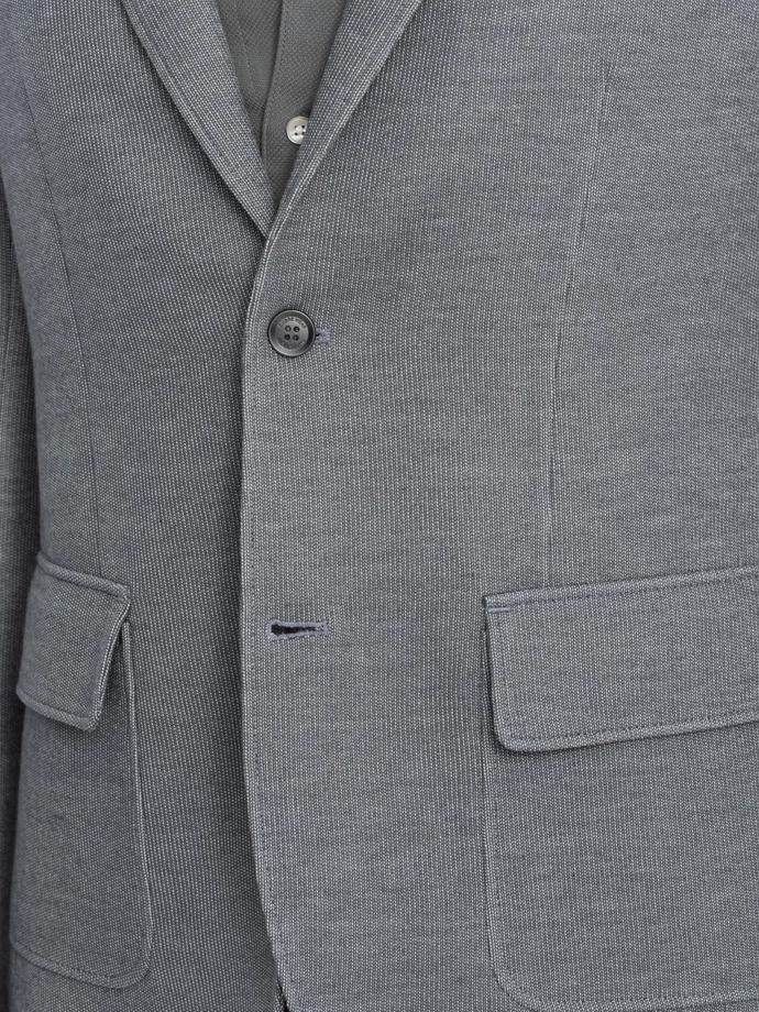 Men's blazer with elbow patches - light grey V1 OM-BLZB-0108