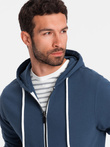 Men's sweatshirt set unbuttoned sweatshirt + shorts - dark blue V4 Z76