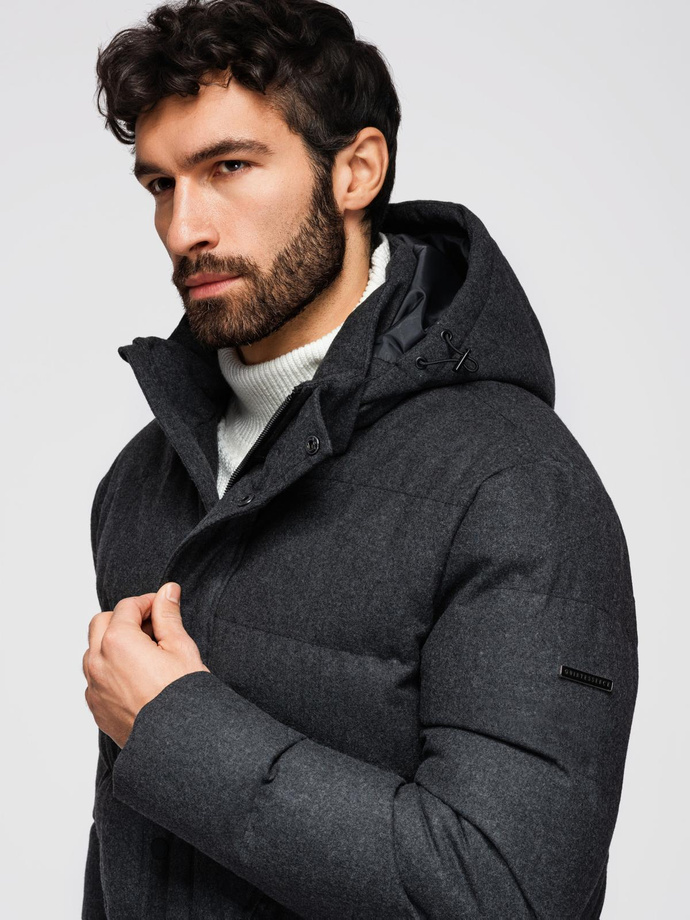 Men's lightweight jacket with mesh lining and hood - black V2 OM-JAHP-0203