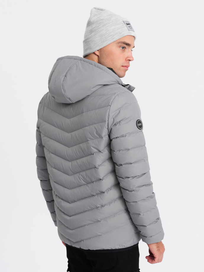 Pánská prošívaná sportovní bunda - šedá V5 OM-JALP-0118