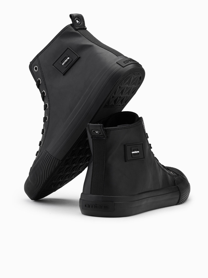 Adidași bărbătești cu vârf înalt și deget decorativ - negru V1 OM-FOTH-0157