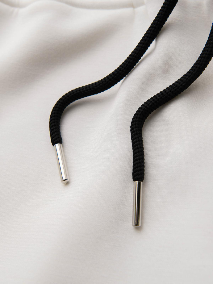 Pantaloni de trening pentru bărbați cu picioare canelate și imprimeu cauciucat - alb V2 OM-PASK-0223