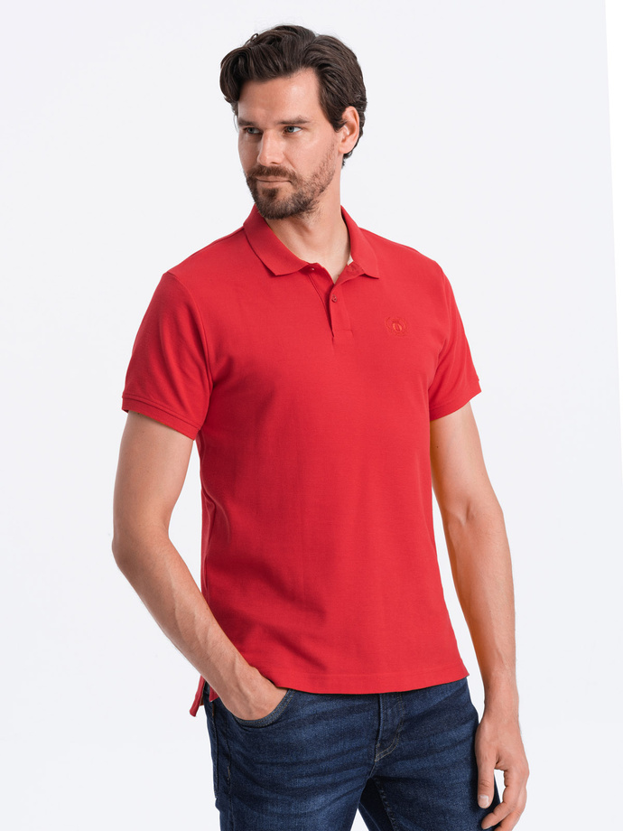 Men's pique knit polo shirt - red V22 S1374