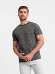 Men's full-print t-shirt in palm leaves - graphite V4 OM-TSFP-0182