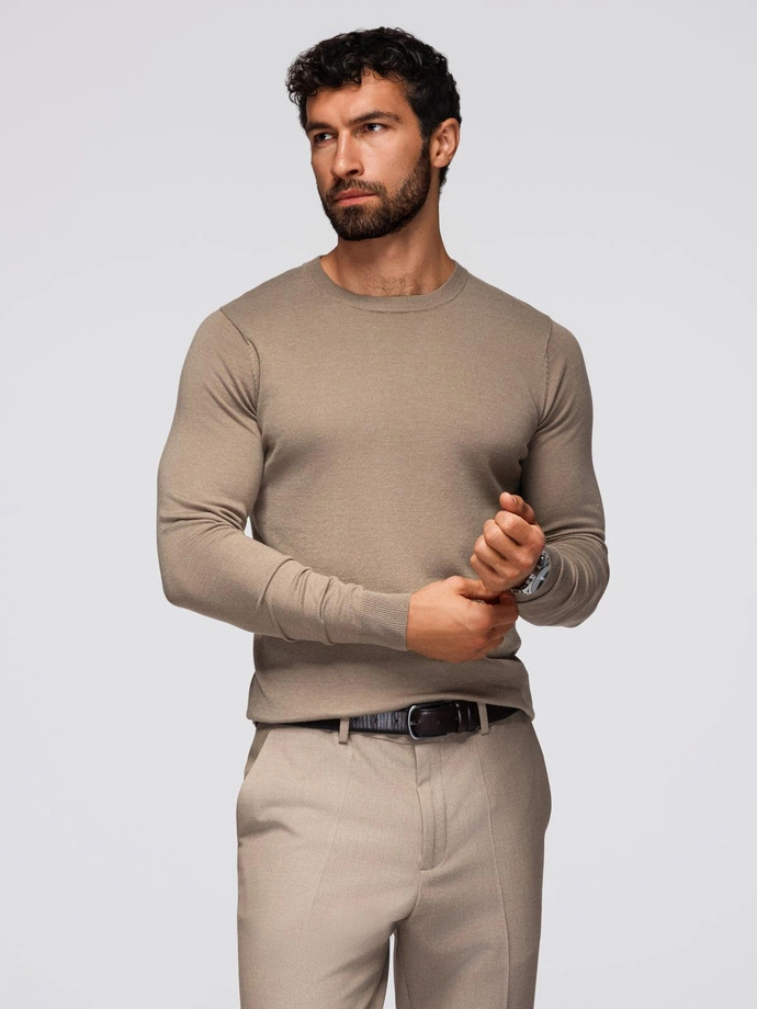 Classic men's sweater with round neckline - black V2 OM-SWBS-0106