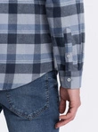 Cămașă bărbătească din flanelă în carouri - albastru-gri V1 OM-SHCS-0150