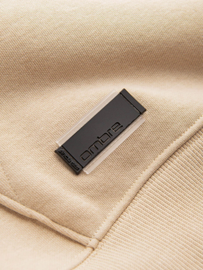 BASIC medvilniniai vyriški marškinėliai su gobtuvu - smėlio spalvos V6 OM-SSBN-0161