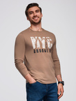 Men's urban print longsleeve - light brown V1 OM-LSPT-0131