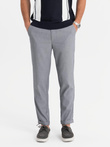 Pánské chino kalhoty REGULAR FIT s elastickým pasem - šedé V2 OM-PACP-0157