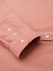 Men's linen shirt with collar and pocket REGULAR FIT - peach V1 OM-SHCS-0161