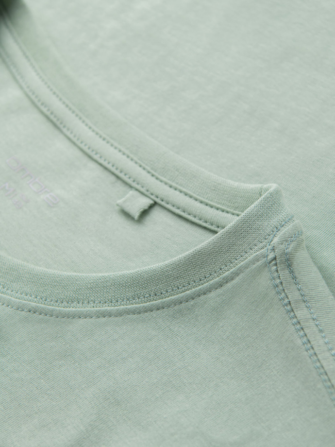 Tricou bărbătesc din bumbac cu contrast - mentă V4 OM-TSCT-0151