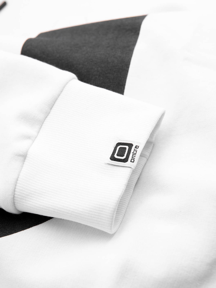 Men's printed HOODIE sweatshirt - white V1 OM-SSPS-0152