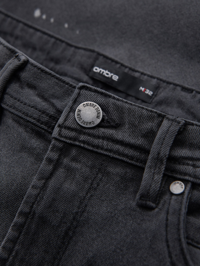 Vyriški džinsiniai trumpi šortai su įplėšimais ir atlenkiamomis kojomis - pilki V3 OM-SRDS-0186