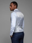 Fitted structured men's vest with patch pockets - grey melange V2 OM-BLZV-0146