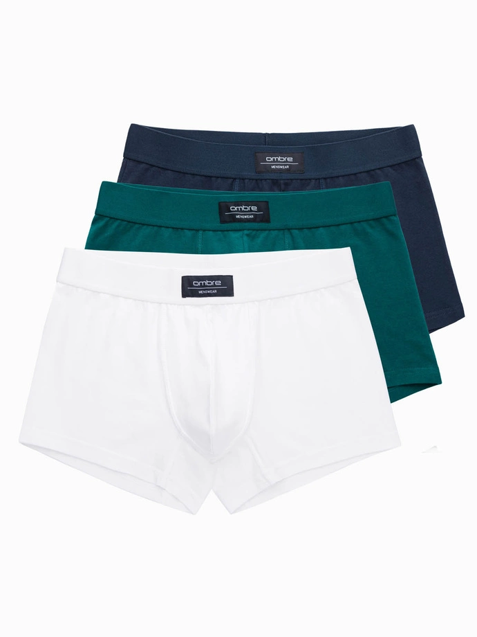 Pánské jednobarevné boxerky BASIC s elastanem - směs 3 balení OM-UNBB-0106