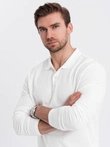 Mâneci lungi pentru bărbați cu guler polo - alb V1 OM-POBL-0114