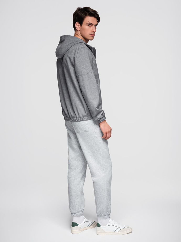 Men's lightweight sports jacket with fleece lining - gray V3 OM-JANP-0136