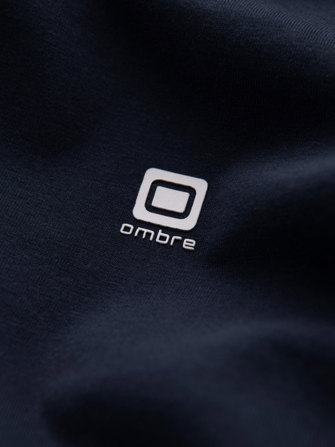 Pánský dlouhý rukáv s elastanem a kulatým výstřihem - tmavě modrý V2 OM-LSCL-0102