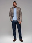 Men's casual blazer in delicate check - brown V1 OM-BLZB-0116